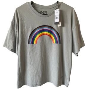 NEW PHLUID Rainbow Graphic Short Sleeve Pride T Shirt Gray Size 1X LGBTQ